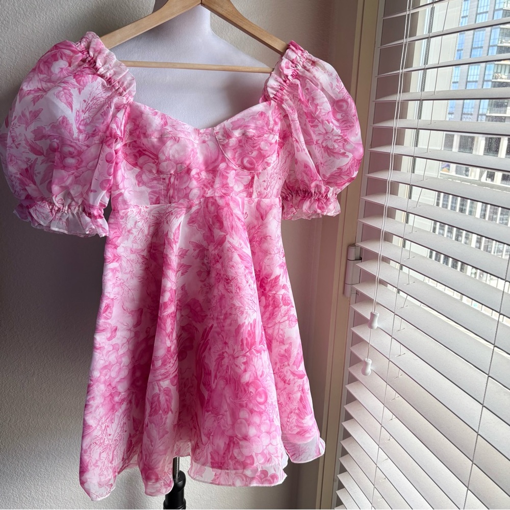 Selkie The Babydoll Toile Pink Floral Parliament Dress XS - Picture 2 of 8